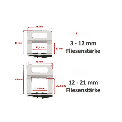 PROFI Zuglaschen Nivelliersystem für Fugenbreite 1/1,5/2/2,5und 3 mm